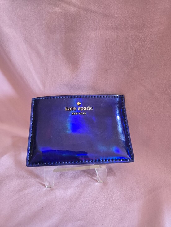 kate spade Accessories - kate spade Iridescent Navy Blue Card Wallet Story Book Lining